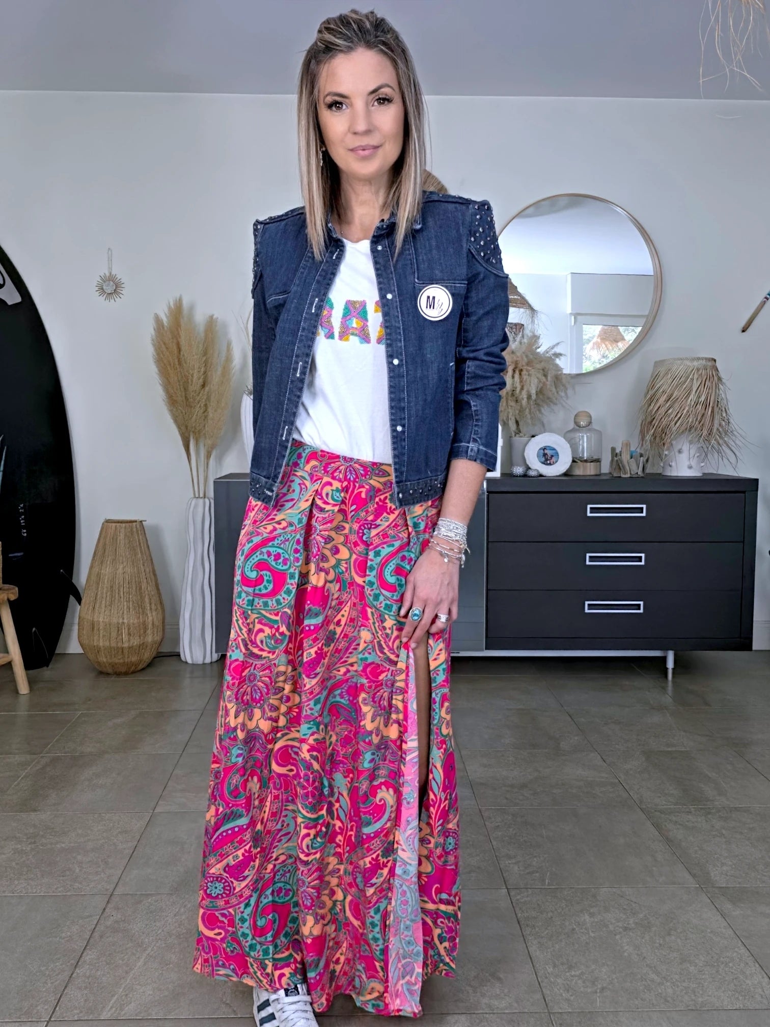Veste originale en jean bleu brut