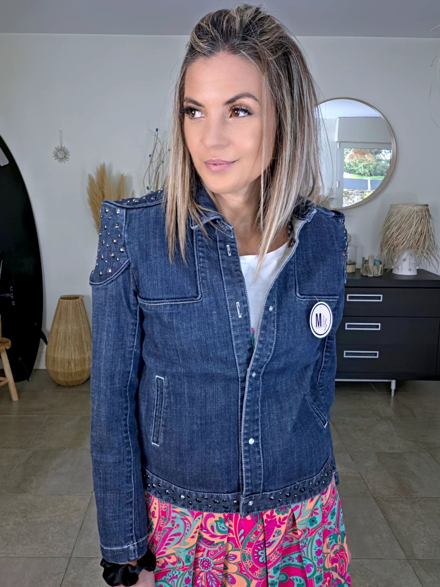 Veste originale en jean bleu brut
