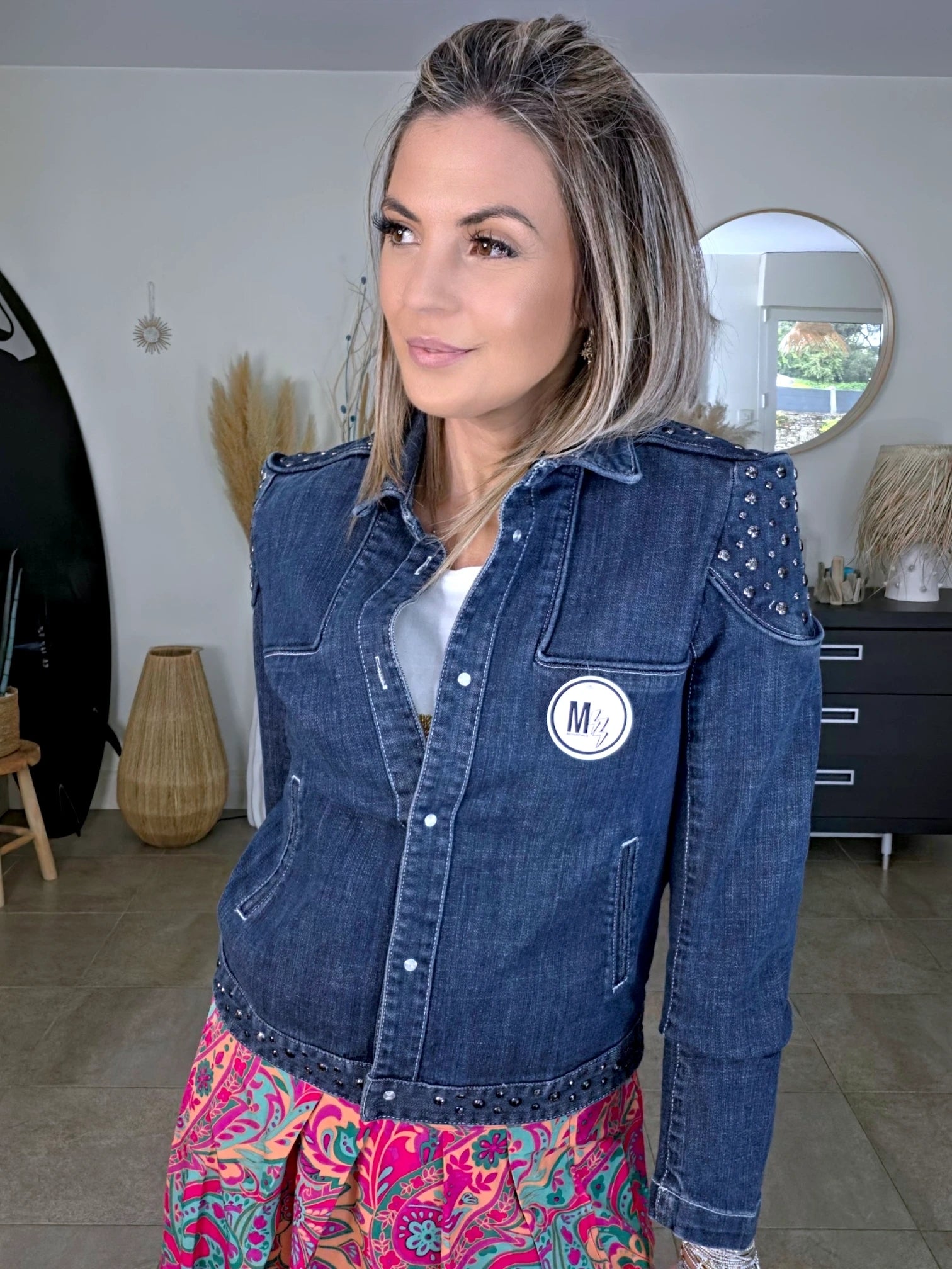 Veste originale en jean bleu brut