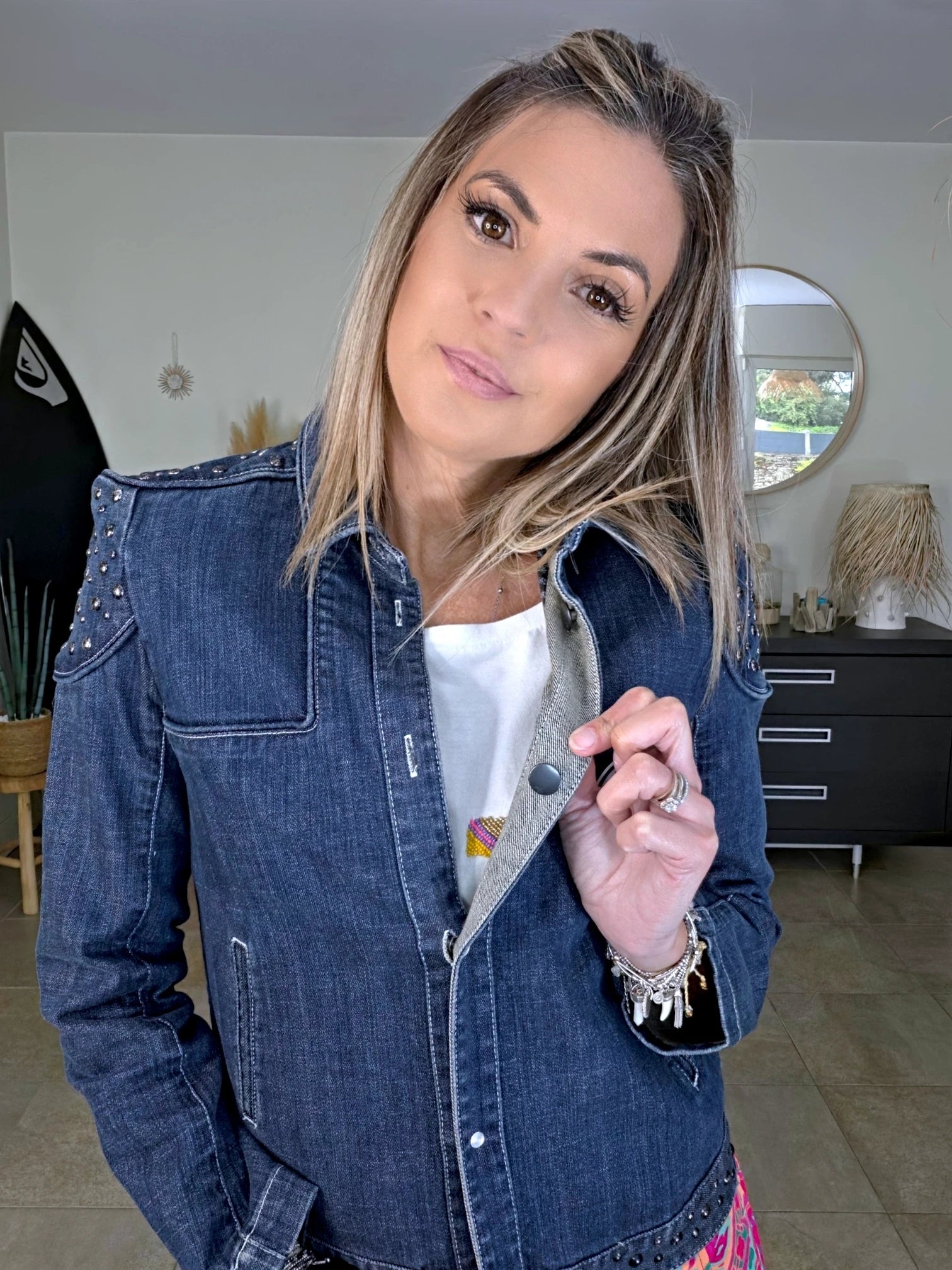 Veste originale en jean bleu brut