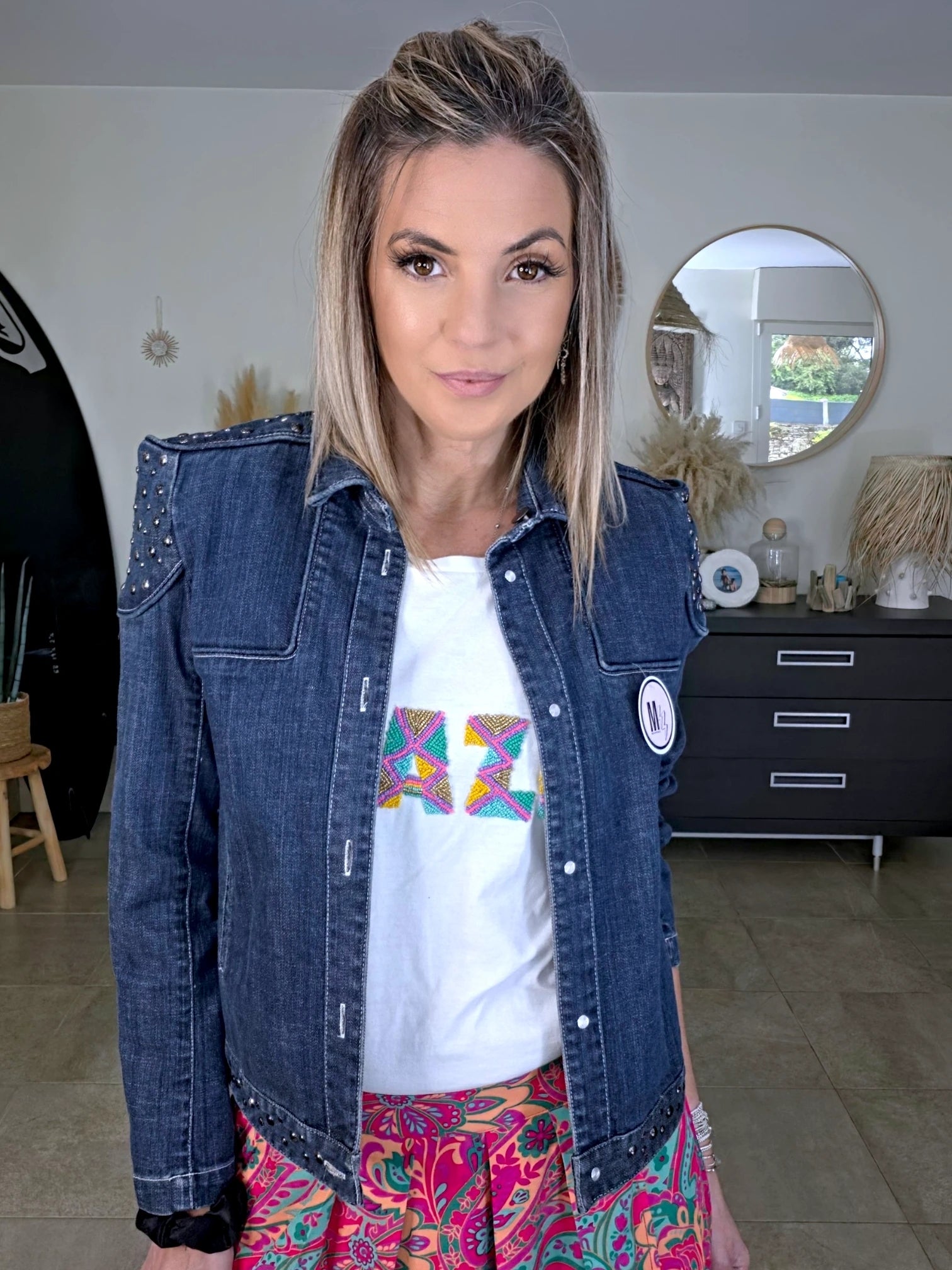 Veste originale en jean bleu brut
