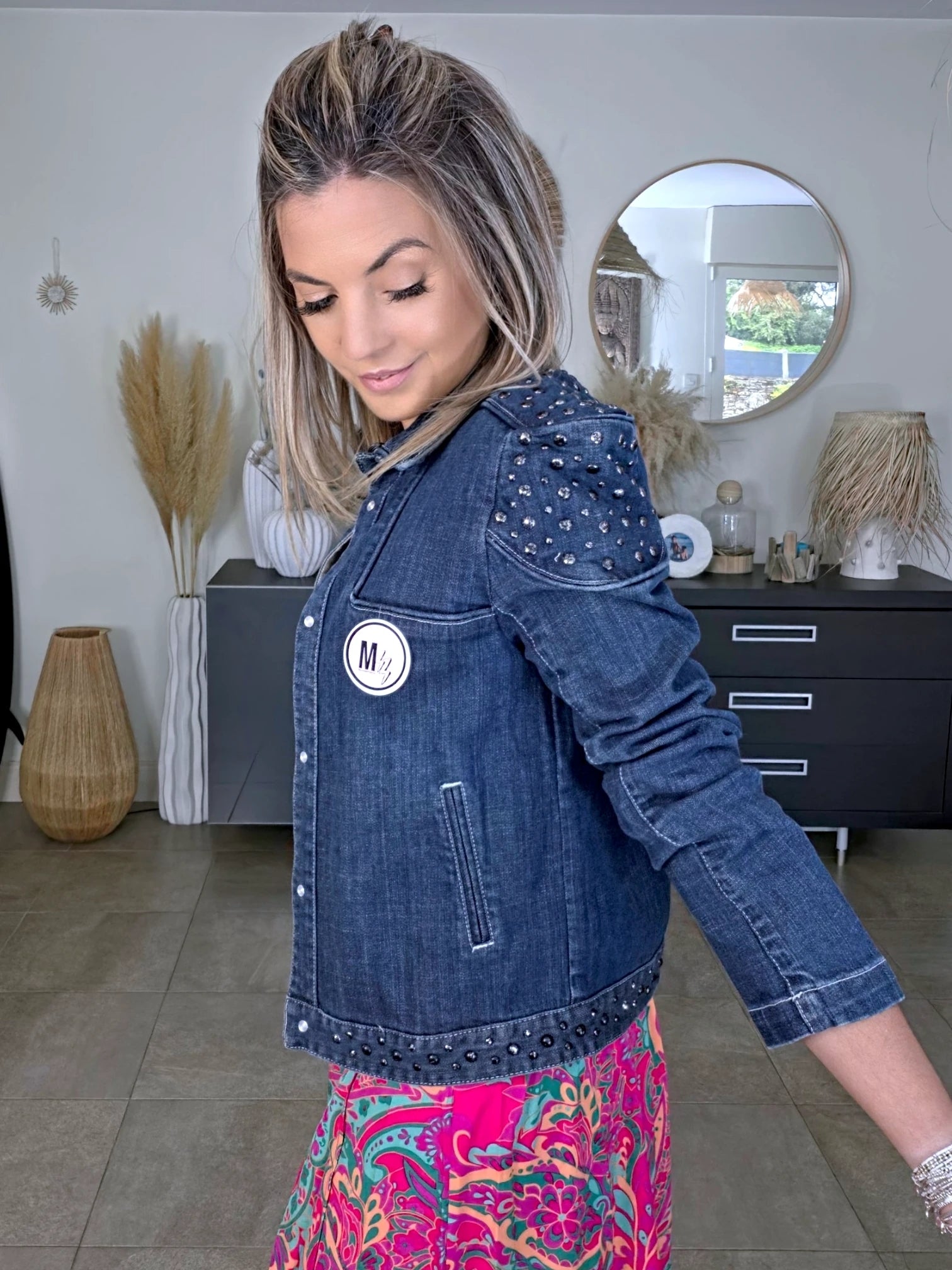 Veste originale en jean bleu brut