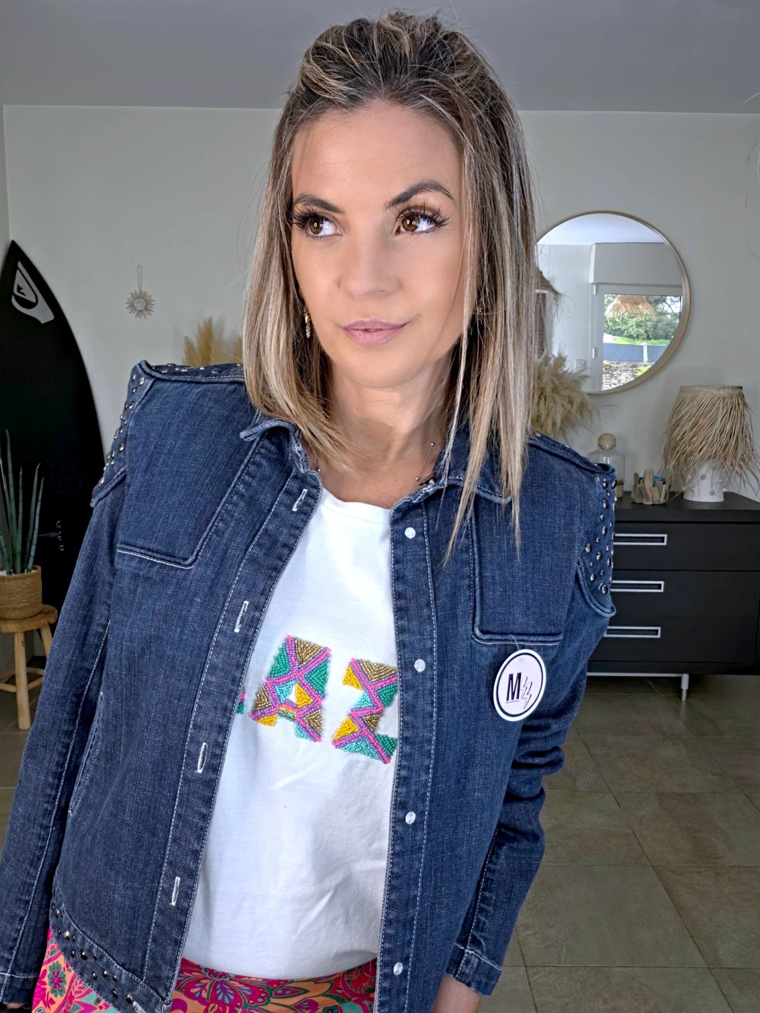 Veste originale en jean bleu brut