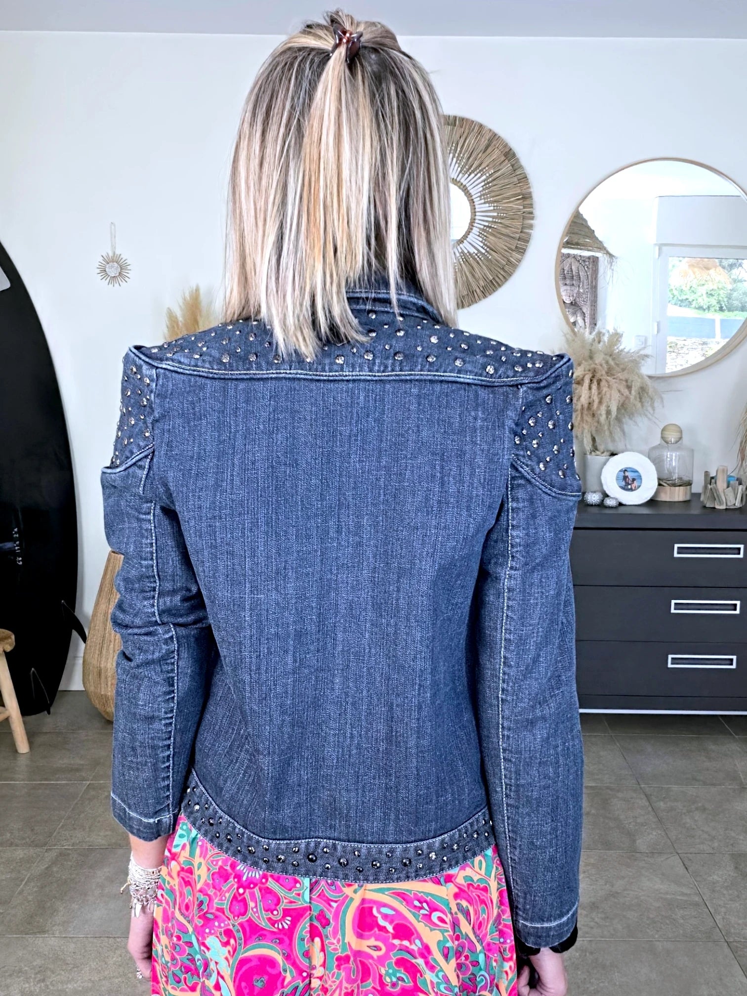 Veste originale en jean bleu brut
