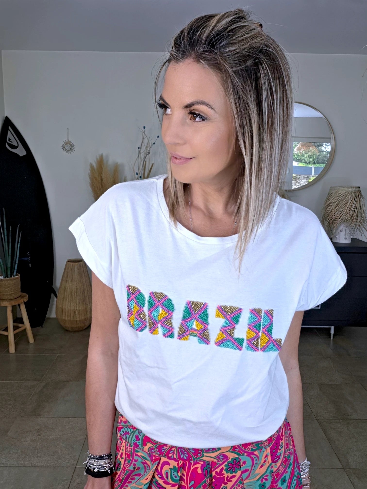 T-shirt blanc Brazil