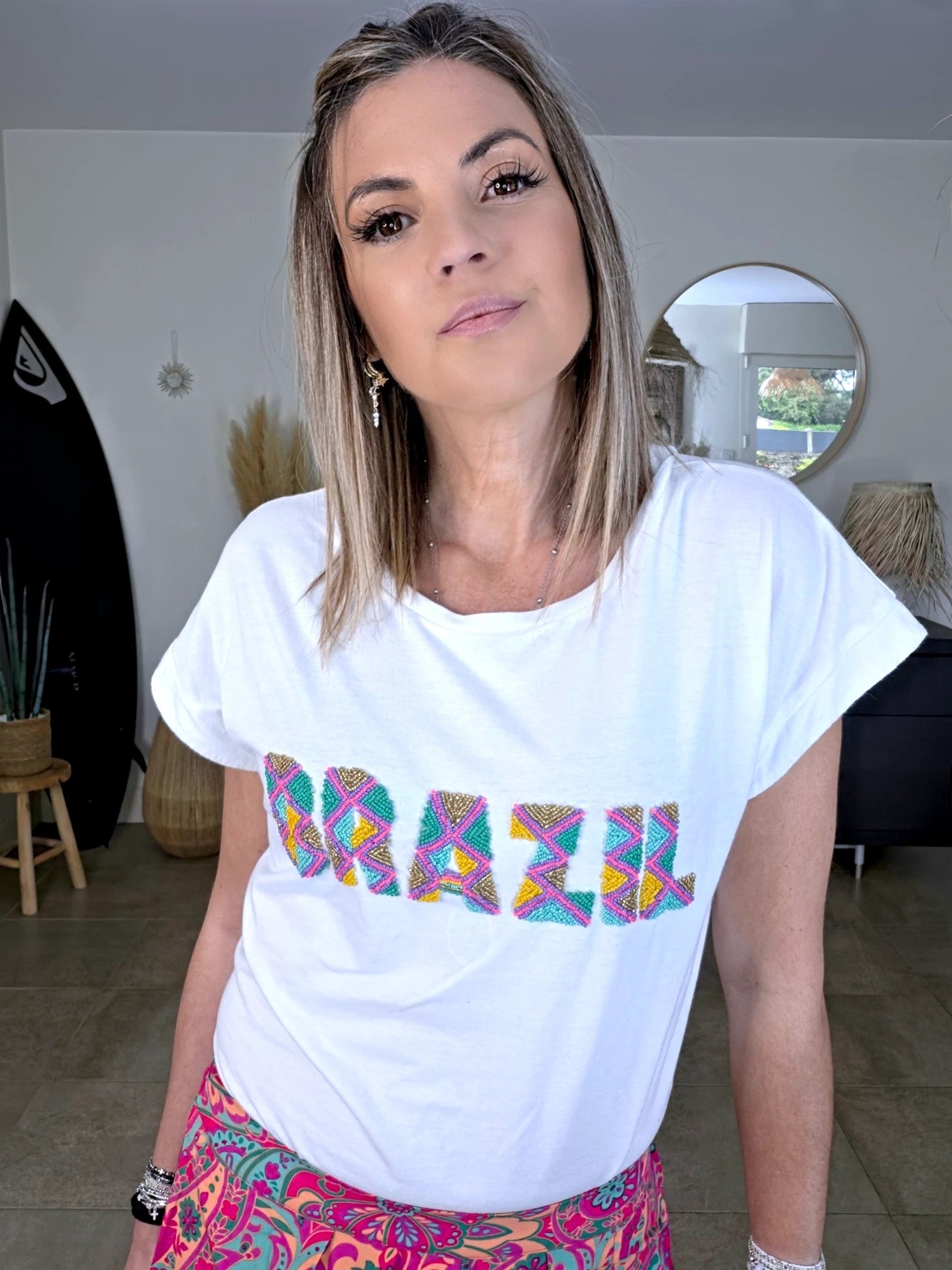 T-shirt blanc Brazil