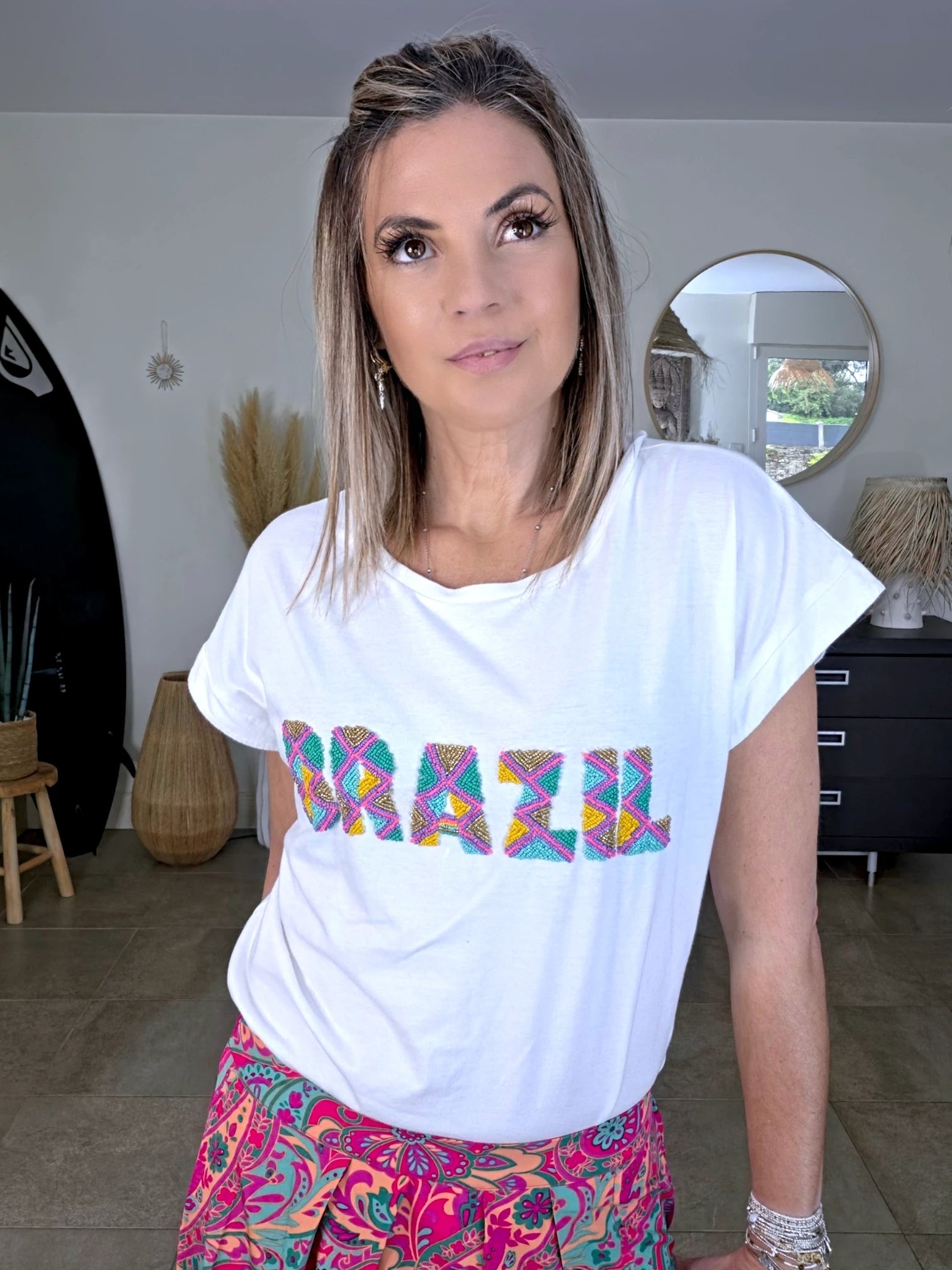 T-shirt blanc Brazil