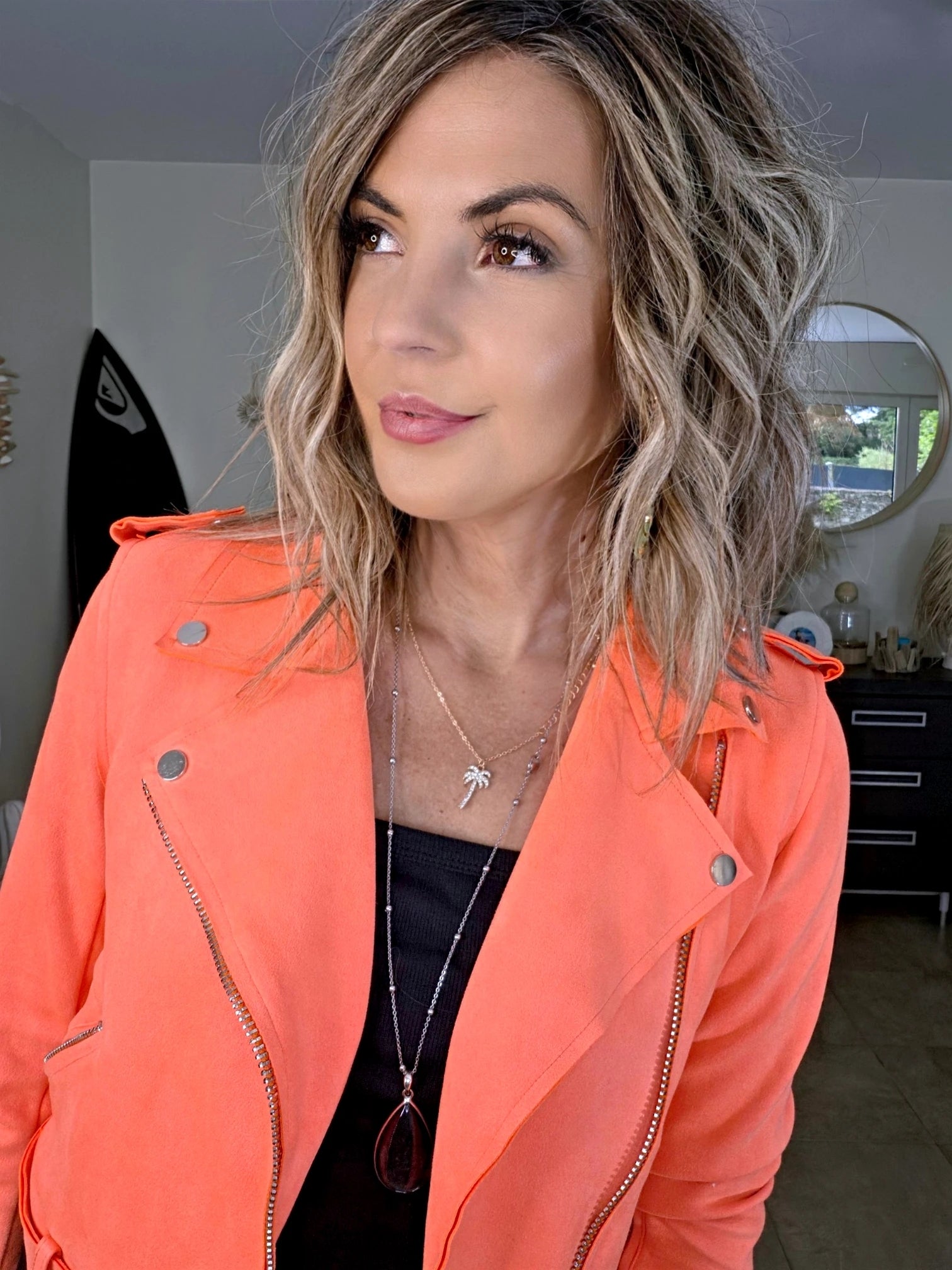 Perfecto orange fluo en suédine - 𝐌𝐚𝐫𝐢𝐧𝐚𝟒𝟒𝐟𝐚𝐦𝐢𝐥𝐲