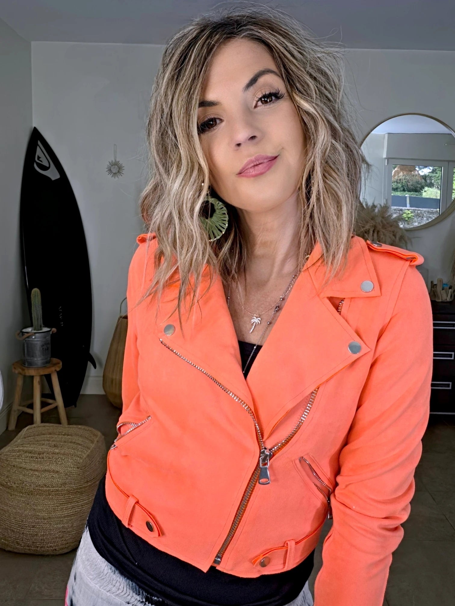 Perfecto orange fluo en suédine - 𝐌𝐚𝐫𝐢𝐧𝐚𝟒𝟒𝐟𝐚𝐦𝐢𝐥𝐲