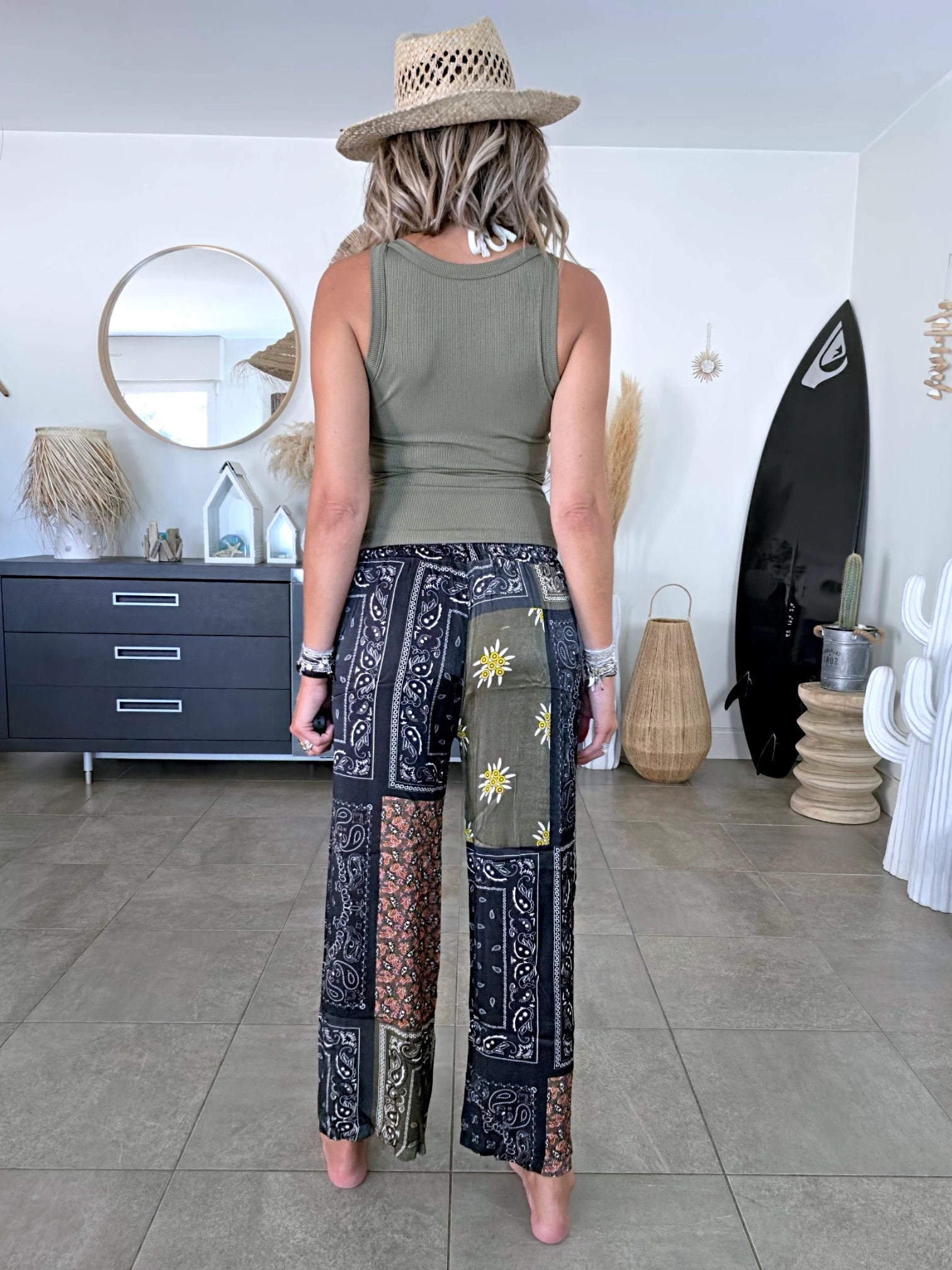 Pantalon fluide à imprimé bandana