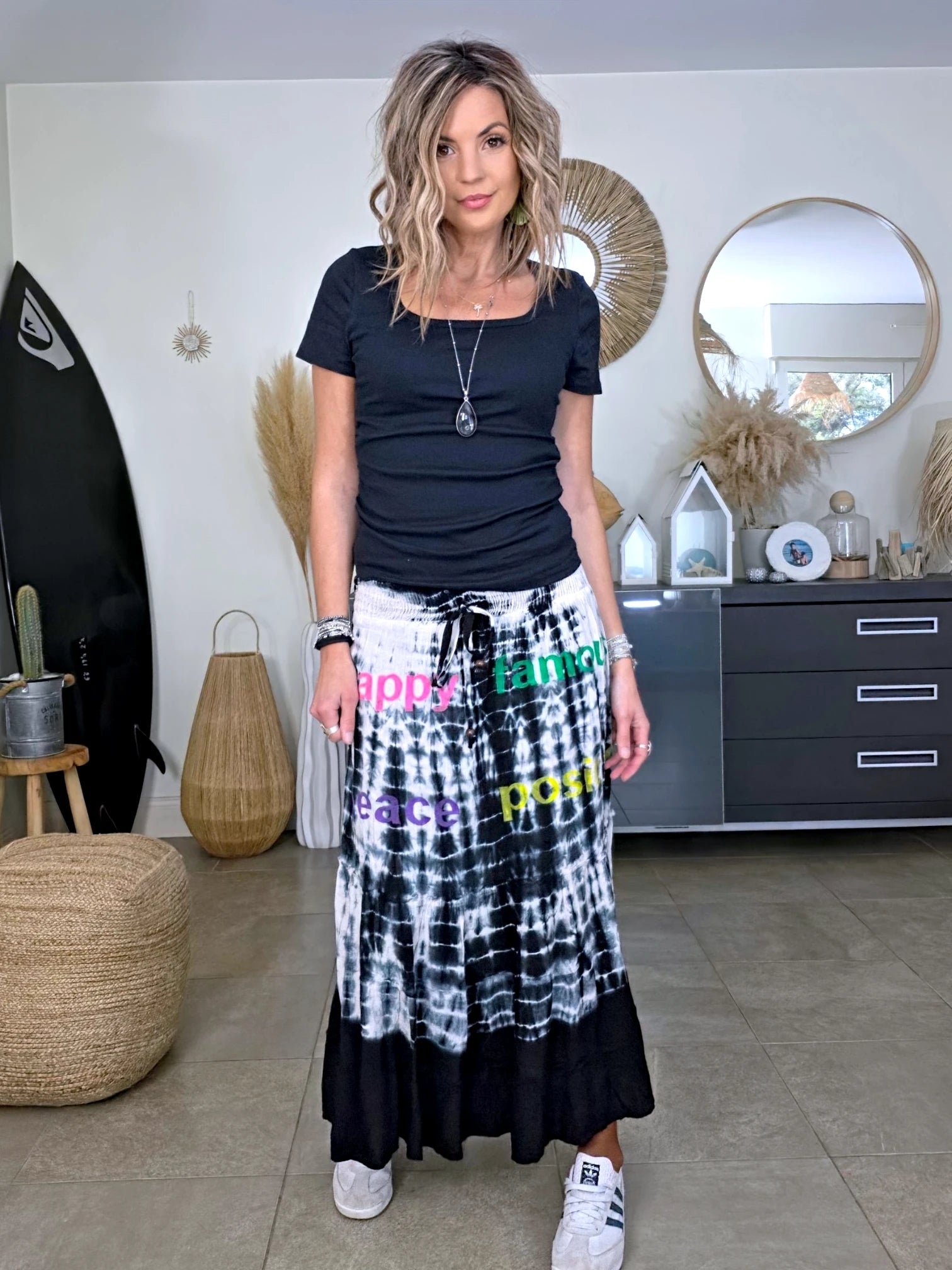 T-shirt noir à maille côtelée - 𝐌𝐚𝐫𝐢𝐧𝐚𝟒𝟒𝐟𝐚𝐦𝐢𝐥𝐲