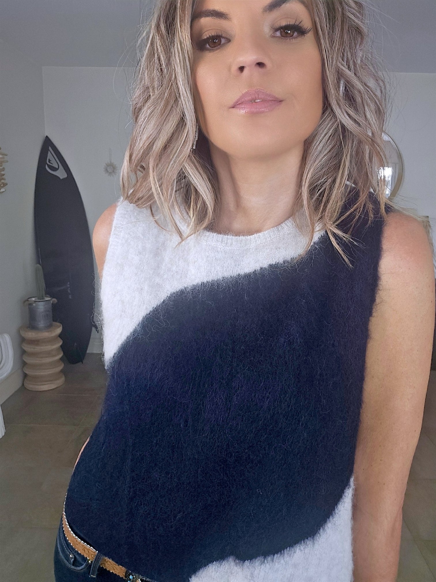 Pull bicolore sans manche - 𝐌𝐚𝐫𝐢𝐧𝐚𝟒𝟒𝐟𝐚𝐦𝐢𝐥𝐲