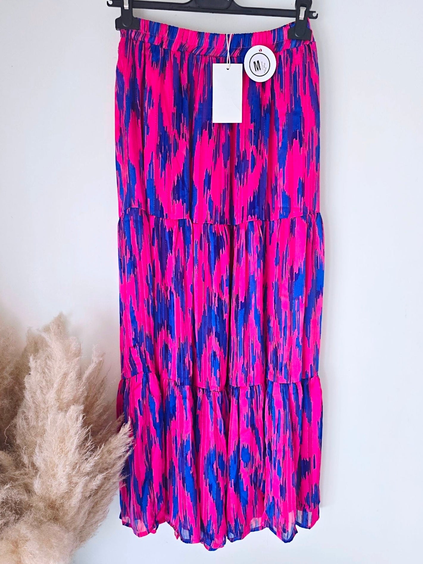 Jupe longue rose fuchsia et bleu roi