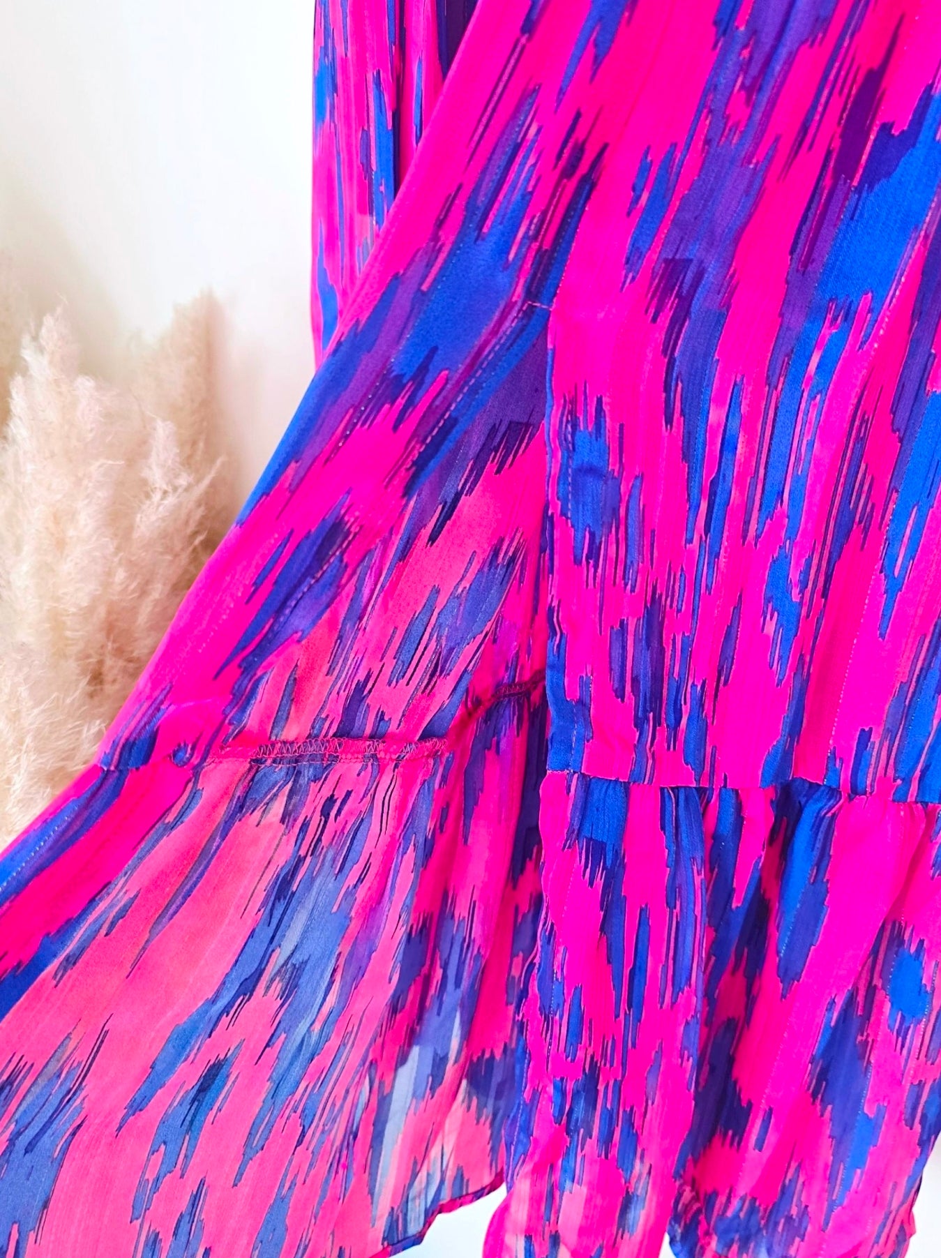 Jupe longue rose fuchsia et bleu roi