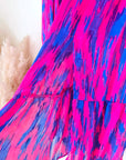 Jupe longue rose fuchsia et bleu roi