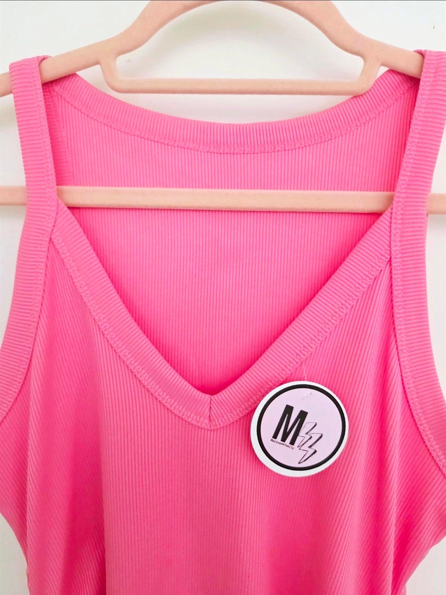 Débardeur rose à maille côtelée extensible