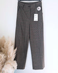 Pantalon palazzo marron à imprimé à carreaux