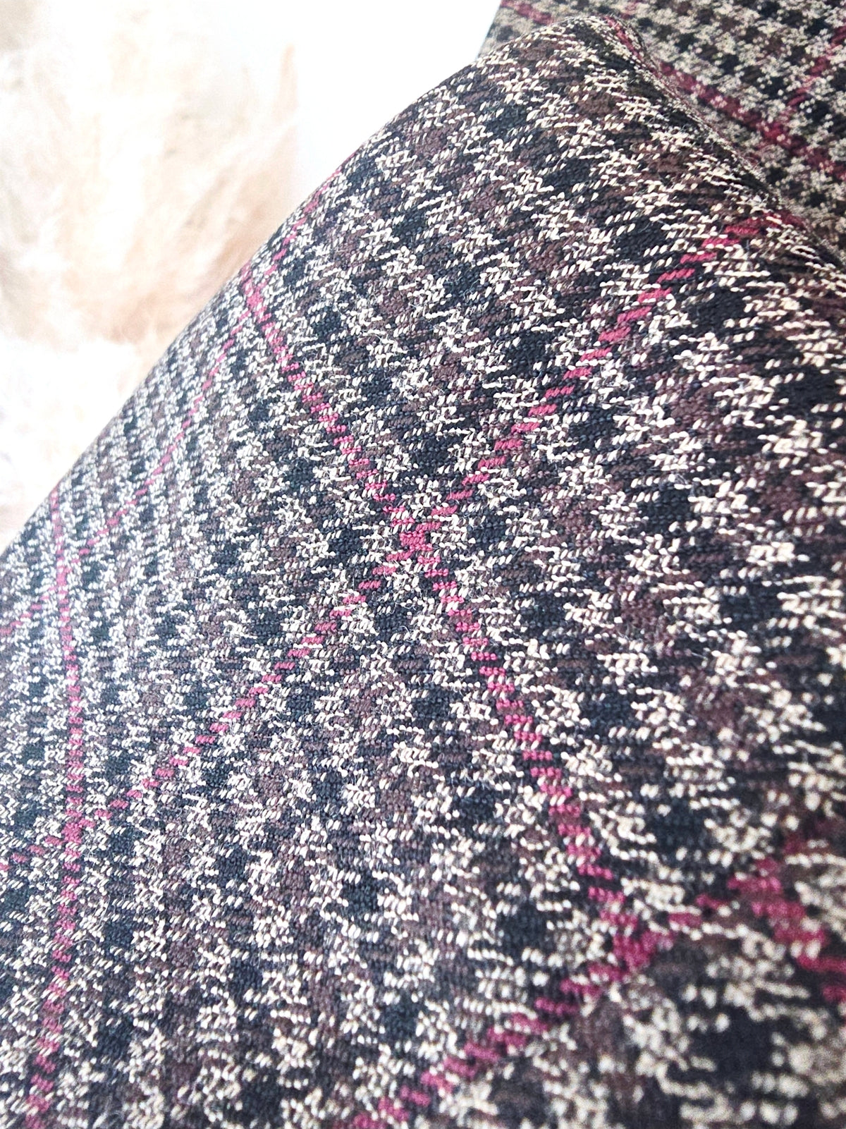Pantalon palazzo marron à imprimé à carreaux