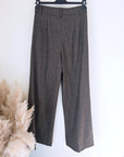 Pantalon palazzo marron à imprimé à carreaux