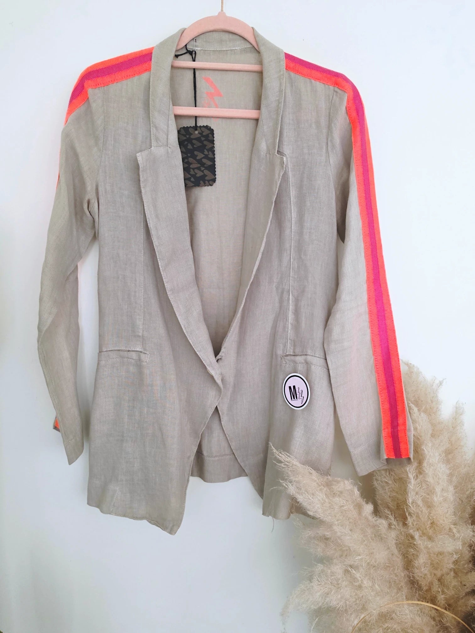 Veste en lin à bandes fluo