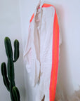 Ensemble veste + Pantalon en lin écru à bandes latérales fluo
