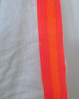 Ensemble veste + Pantalon en lin écru à bandes latérales fluo
