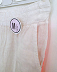 Ensemble veste + Pantalon en lin écru à bandes latérales fluo