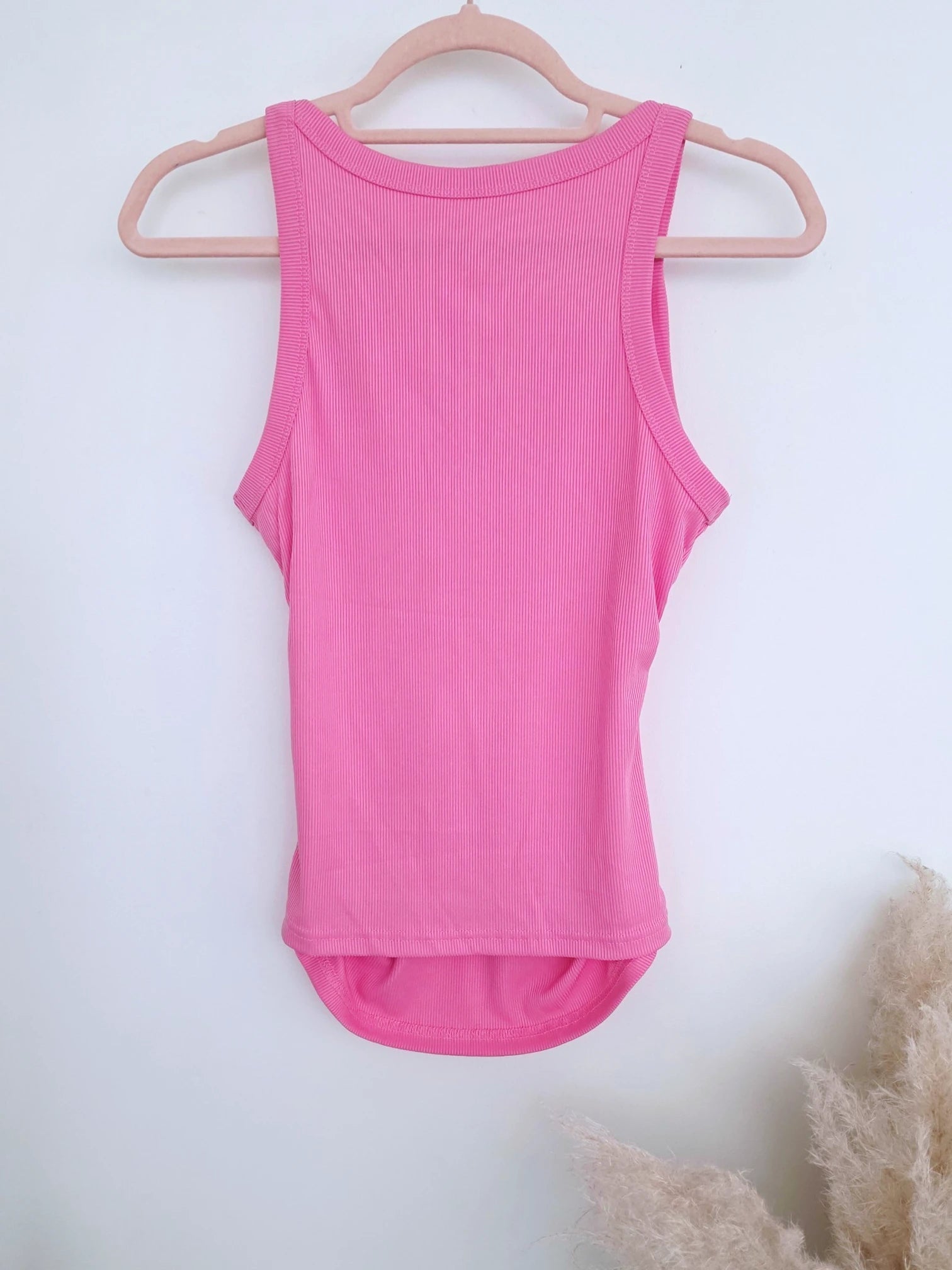 Débardeur rose maille côtelée