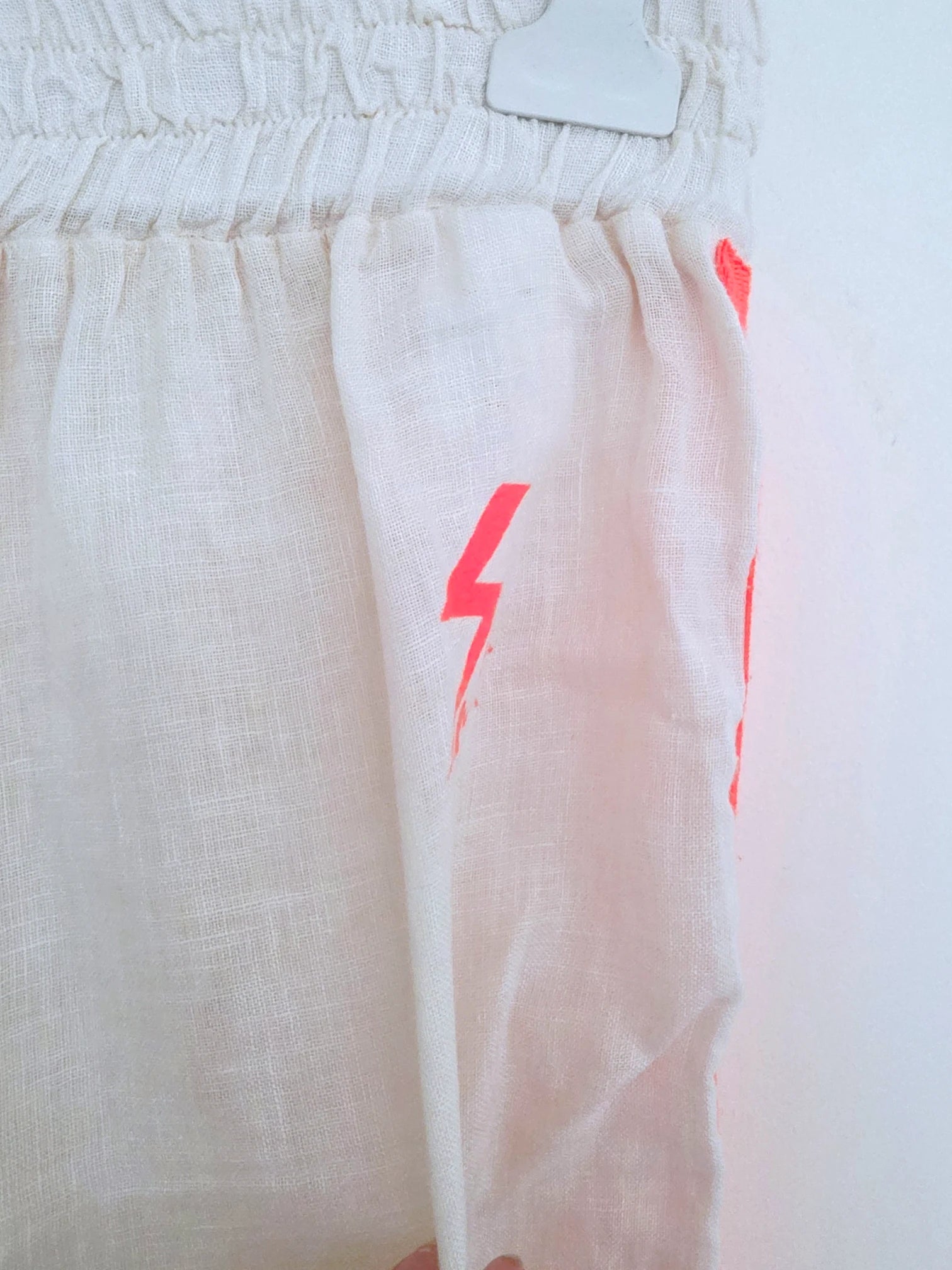 Ensemble veste + Pantalon en lin écru à bandes latérales fluo