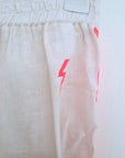 Ensemble veste + Pantalon en lin écru à bandes latérales fluo
