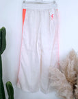 Ensemble veste + Pantalon en lin écru à bandes latérales fluo