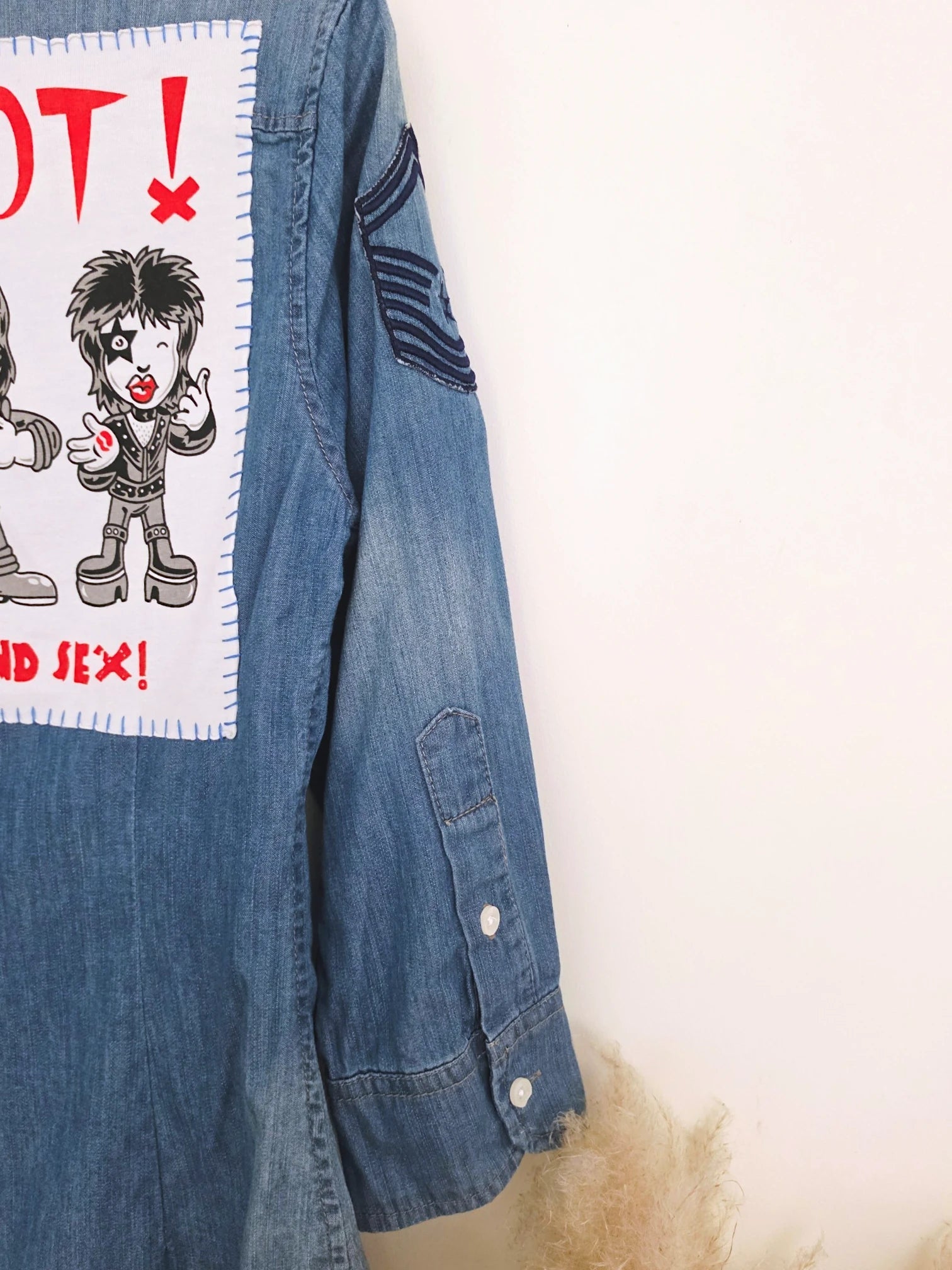 Chemise bleue en jean fine en coton