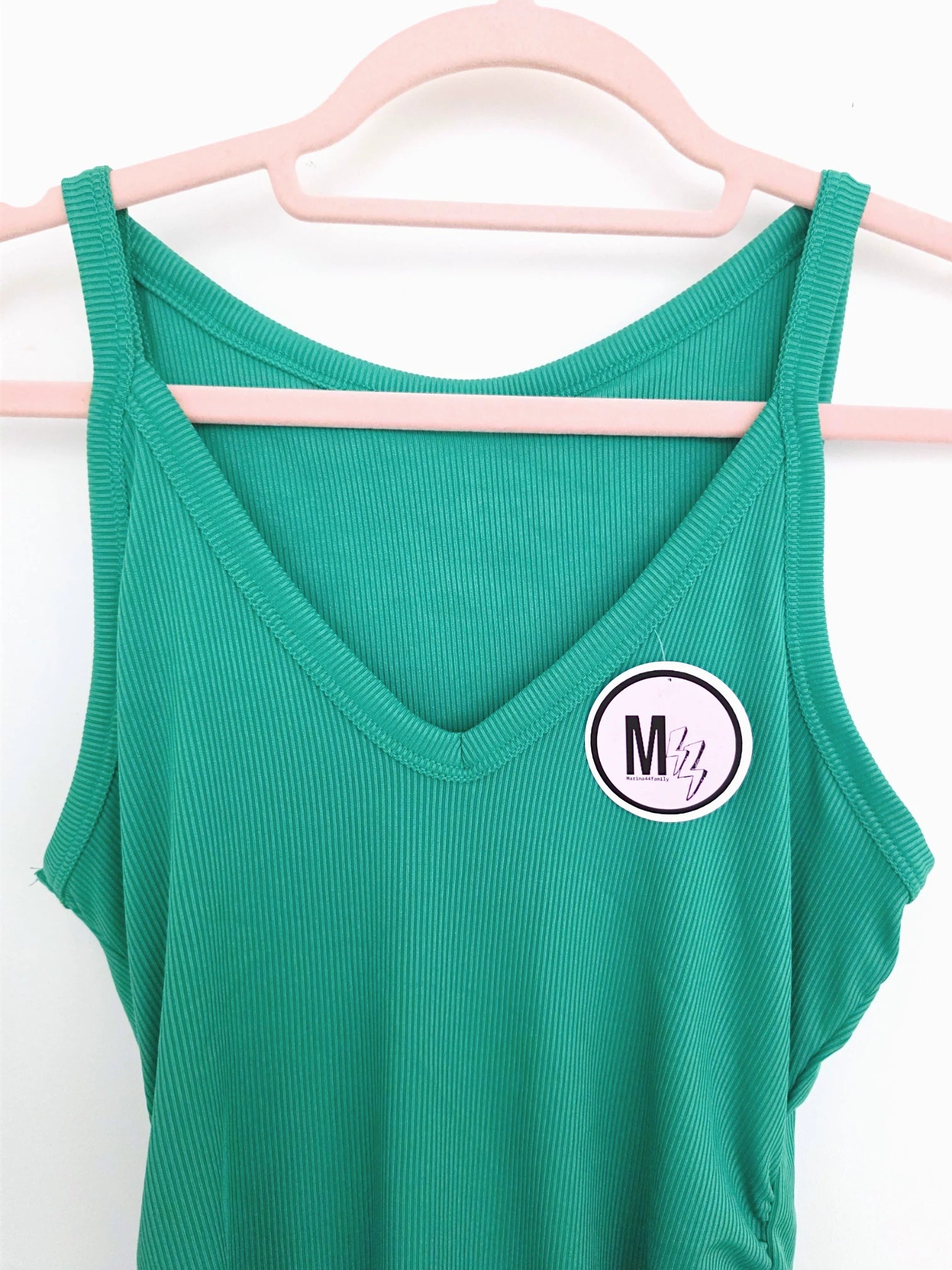 Débardeur vert en lycra à maille côtelée