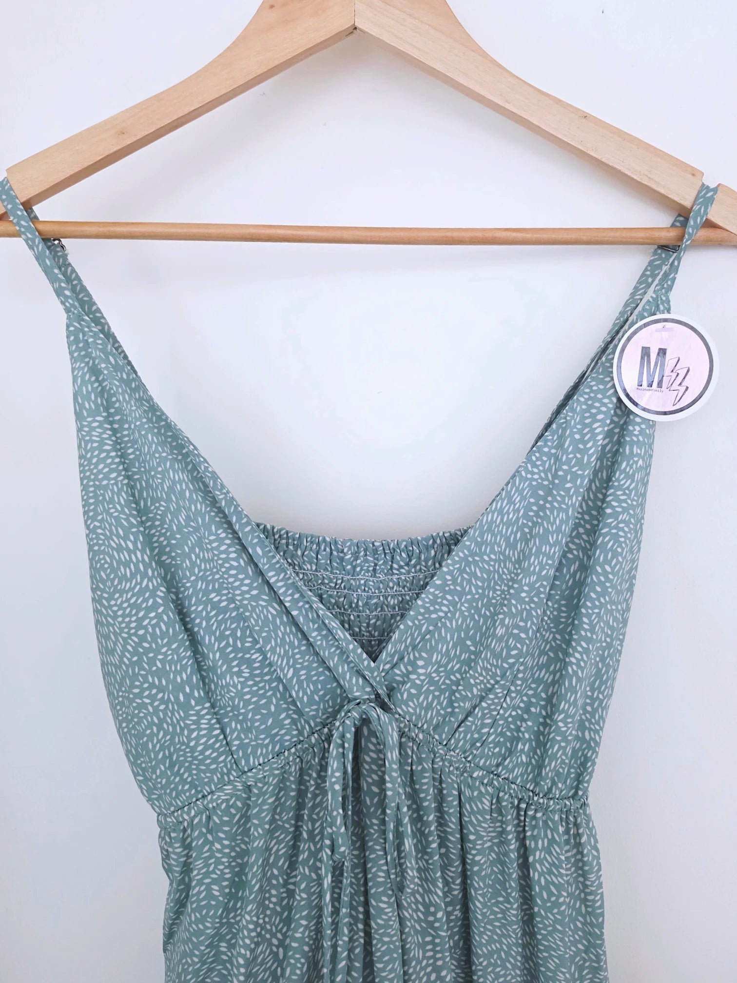 Robe longue vert d'eau à imprimé