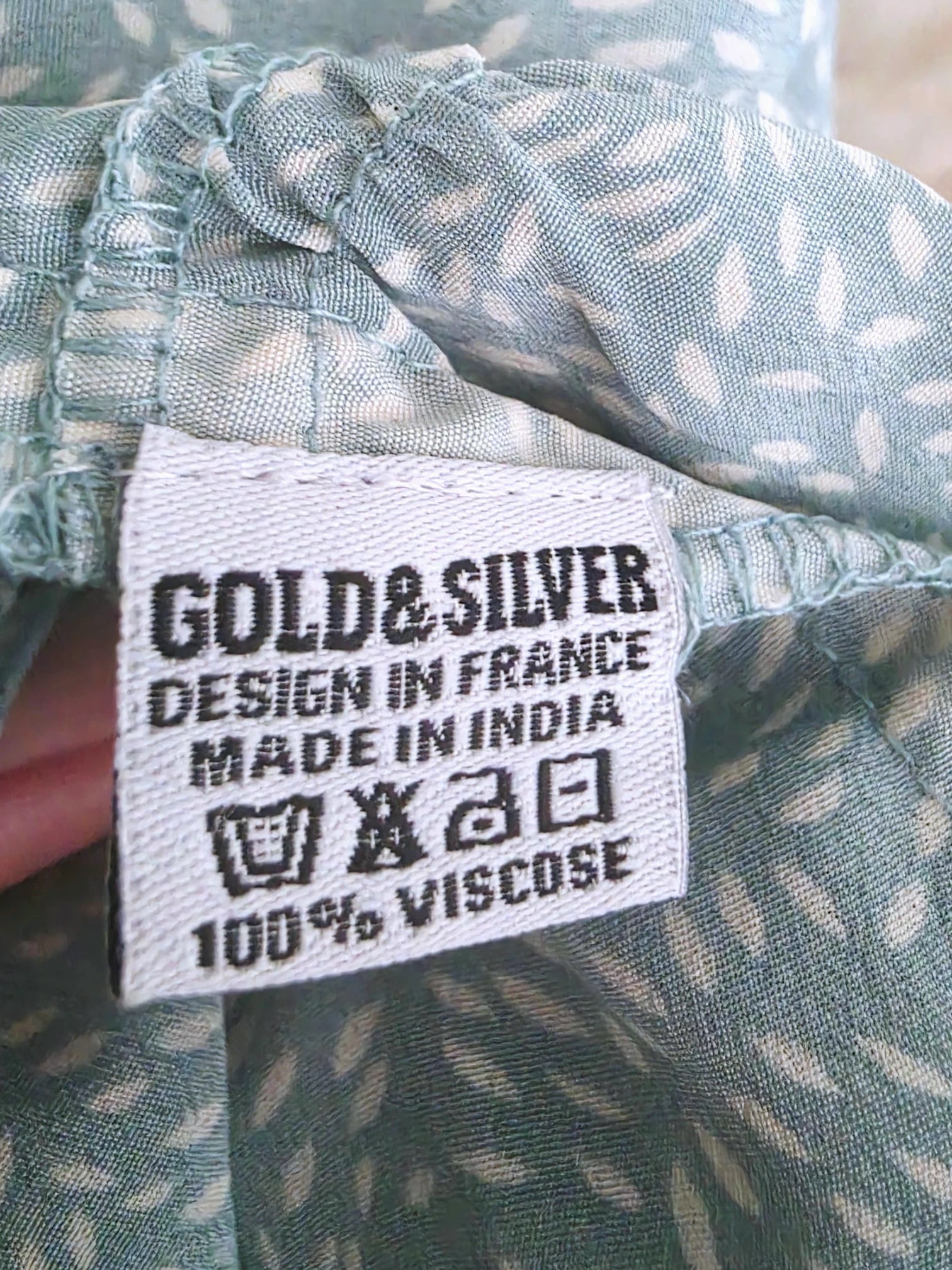 Robe longue vert d'eau à imprimé