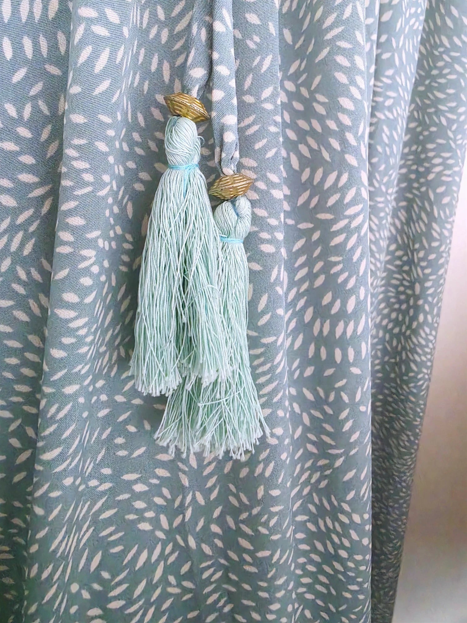 Robe longue vert d'eau à imprimé