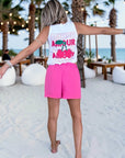Ensemble débardeur + Jupe short rose fuchsia