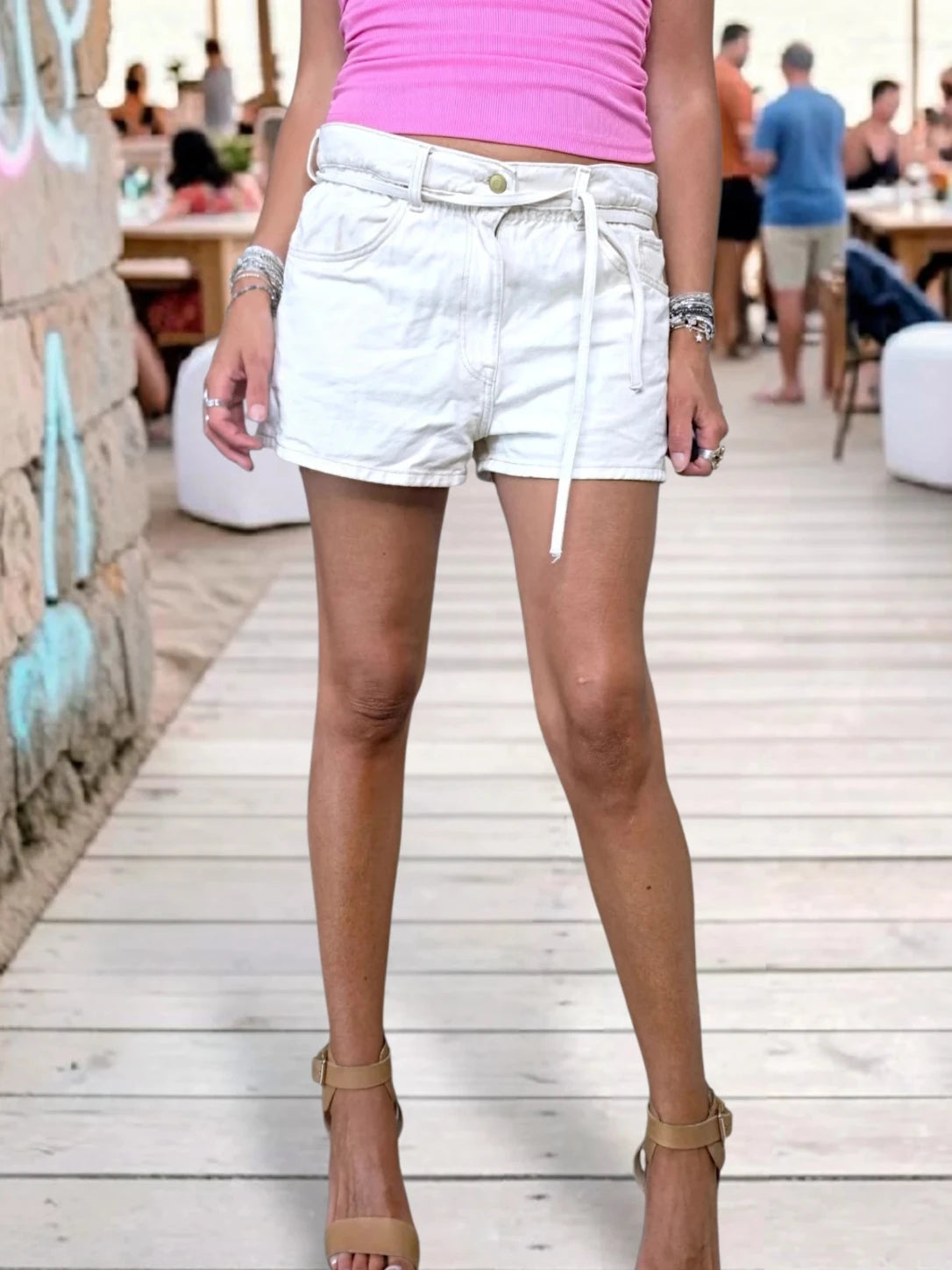 Short écru en jean coton