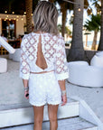 Combi-short en plumetis blanc