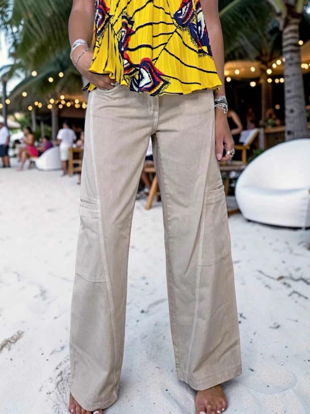 Pantalon cargo à jambe large