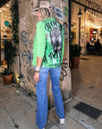 Veste velours ras vert "rock"