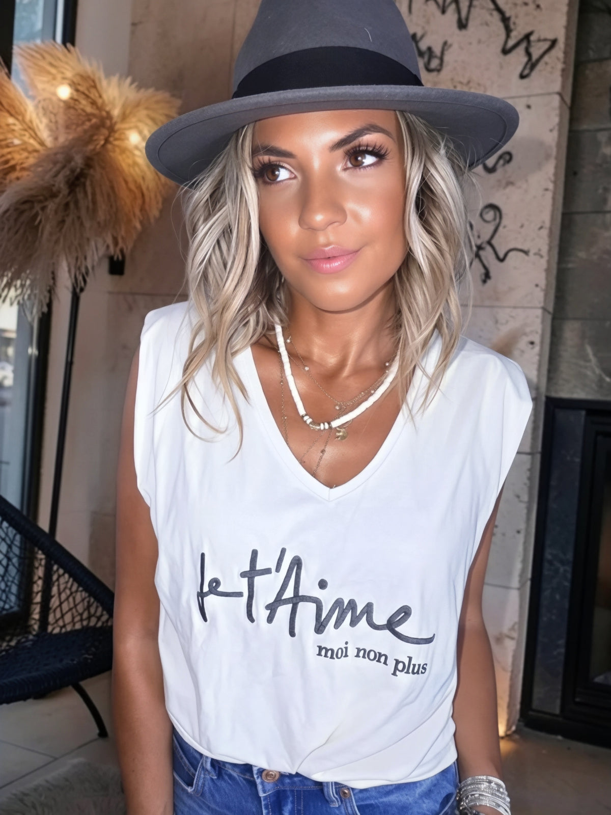T-shirt écru "je t'aime ..."