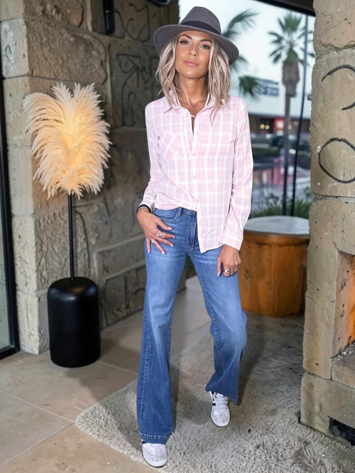 Jean bleu high flare