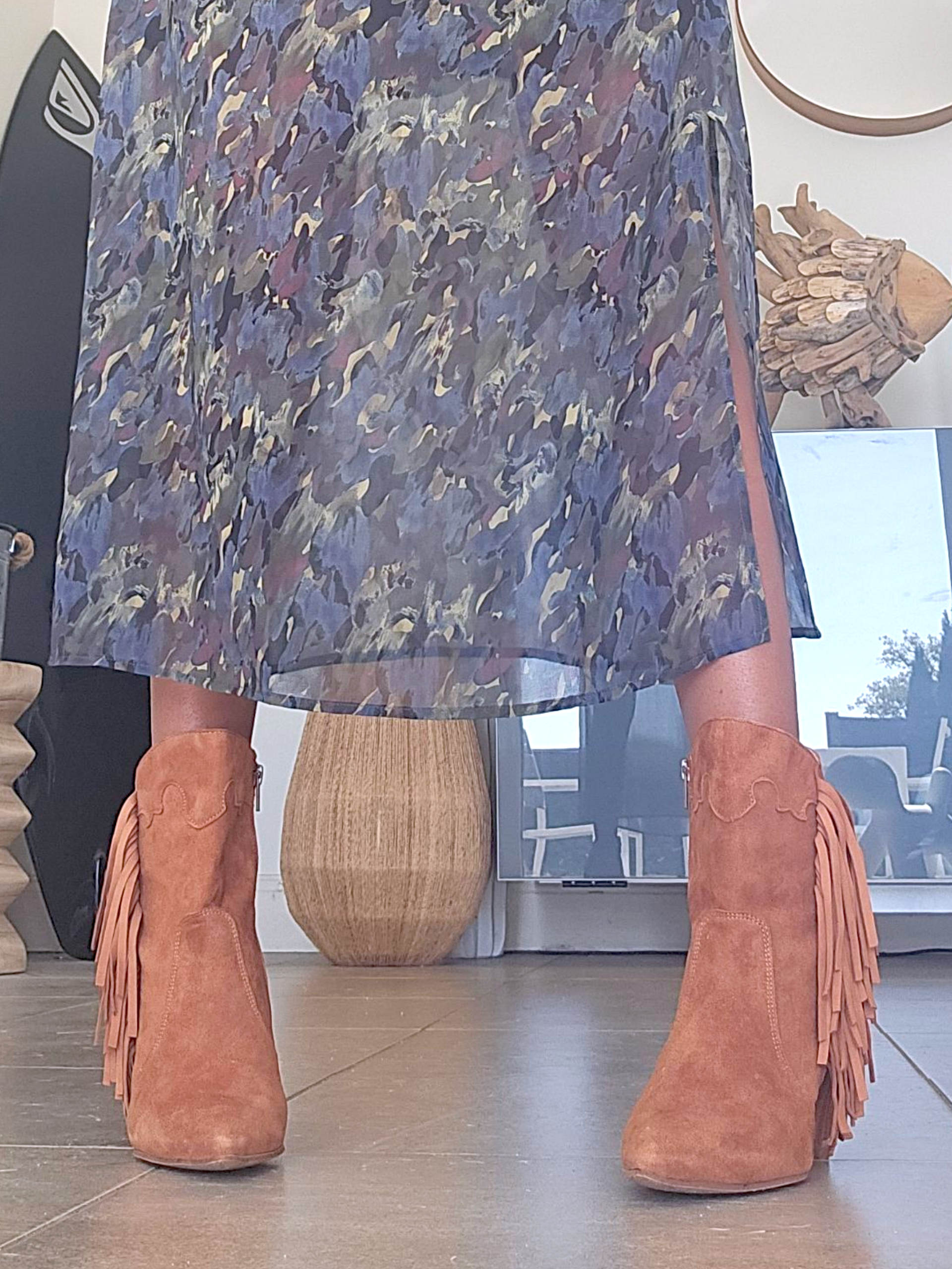 Bottines cowboy cuir