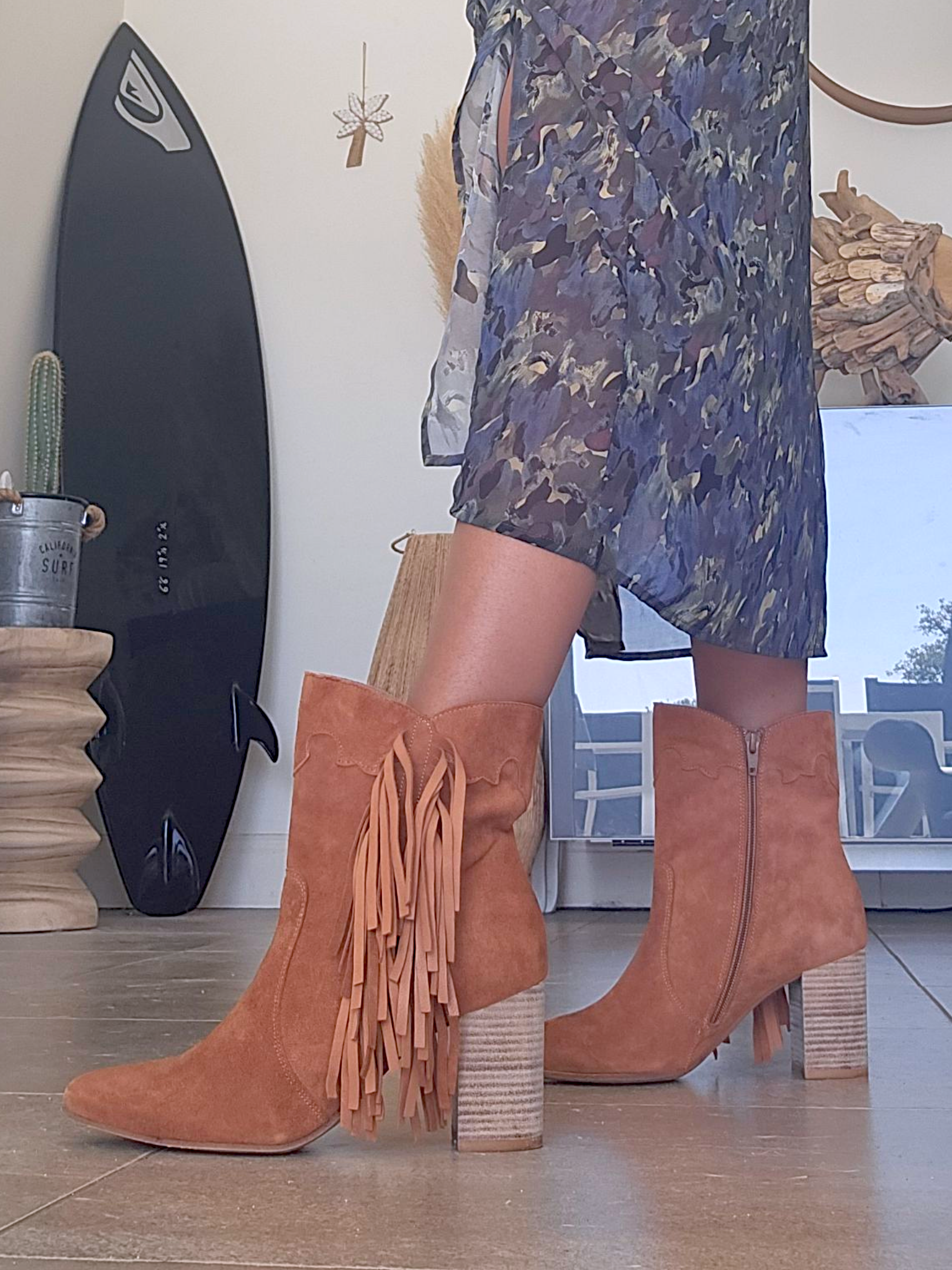 Bottines cowboy cuir