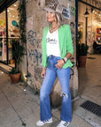 Veste velours ras vert "rock"