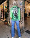 Veste velours ras vert "rock"