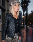 Perfecto noir matelassé 100% cuir